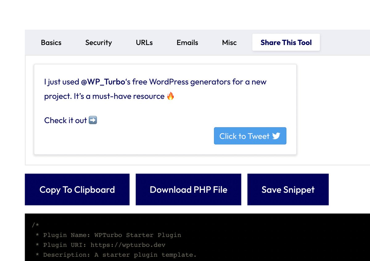 "Click to tweet" tab for WPTurbo